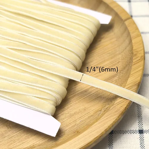 Vista 2 de Chenkou Craft Cinta de Terciopelo Beige 25 Yardas 1/4" Lotes a Granel (Beige, 1/4"(6mm))
