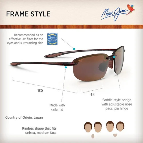 Vista 6 de Maui Jim Ho'okipa - Gafas de sol rectangulares de ajuste asiático
