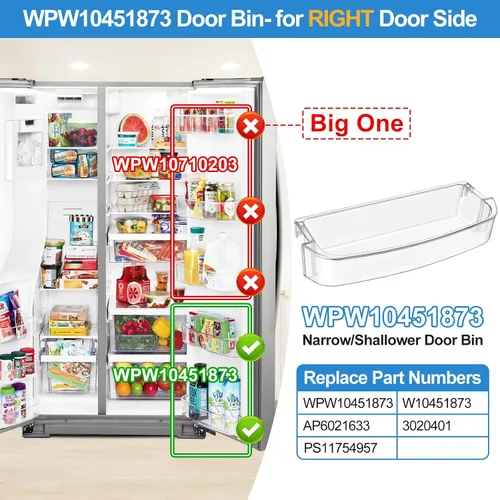 Vista 4 de [2 PAQUETES] Estante de Puerta de Refrigerador WPW10451873 Mejorado Reemplazo Compatible con Refrigerador Whirlpool Kenmore Estante de Puerta