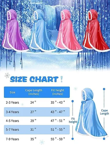 Vista 6 de Girl Fur Princess Cape with Hood Girls Cloak for Little Girls Dress up Halloween Christmas Costumes