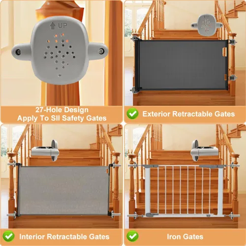 Vista 6 de Kit de adaptador de barandilla para puerta de bebé, kit de montaje de 2 piezas de puerta de escalera, accesorios de montaje sin taladrar