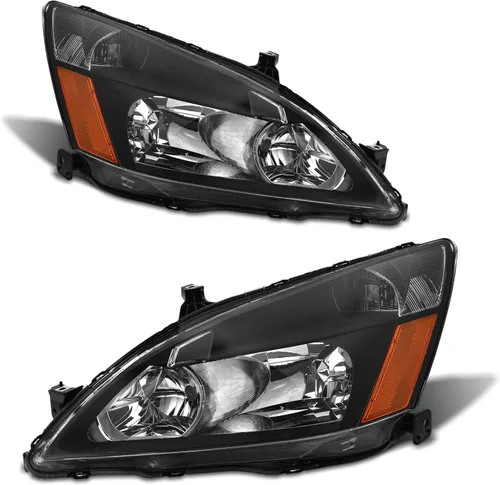 Vista 10 de Conjunto de faros delanteros Accord 2003 2004 2005 2006 2007 para Honda Accord 2003-2007 2/4dr lente transparente carcasa cromada con reflector