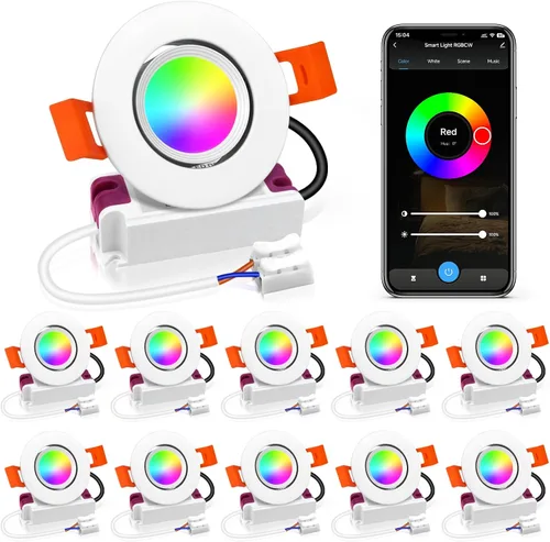 Vista 13 de Iluminación empotrable LED regulable de 2.5 pulgadas, lámpara descendente de 5 W, blanco cálido de 3000 K, CRI 80 con controlador LED, como lámpara