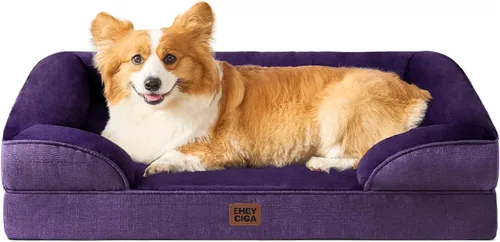 Vista 27 de EHEYCIGA – Cama ortopédica impermeable para perros pequeños, de espuma viscoelástica tipo caja de huevos, con bordes elevados y base antideslizante