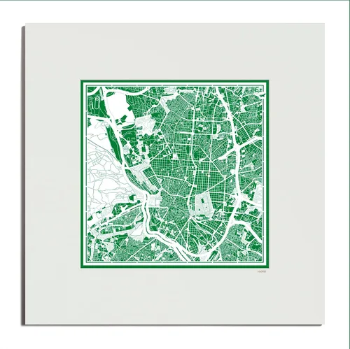 Vista 55 de O3 Design Studio Mapa de corte de papel de París, color negro mate, 20 x 20 pulgadas, arte en papel
