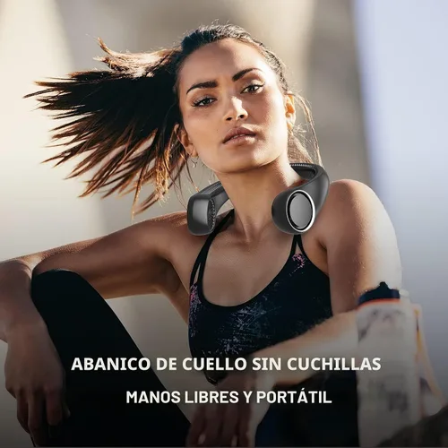 Vista 5 de Ventilador de cuello portátil, sin aspas, manos libres, ventilador personal de enfriamiento 360°, ventilador silencioso y portátil para interiores