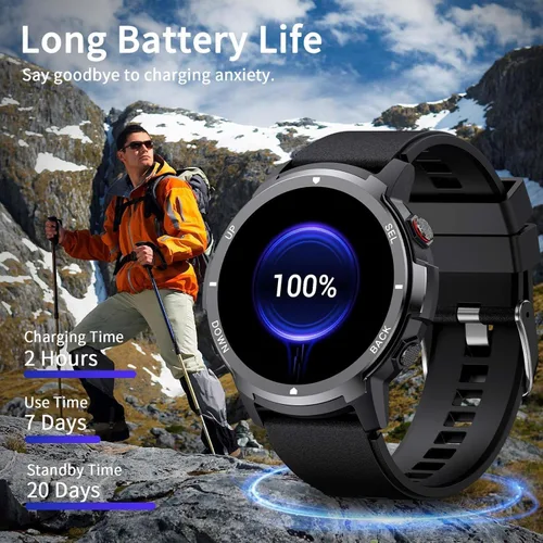 Vista 6 de Military Smart Watches for Men Women, 1.43'' AMOLED Fitness Watch with Heart Rate/BP/Sleep Tracker, Step Counter, 110+ Sport Modes, Password