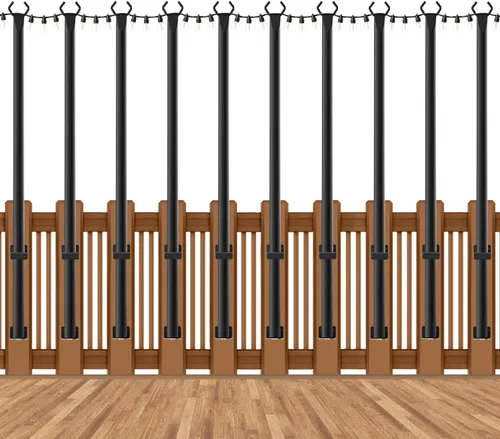 Vista 11 de Paquete de 2 postes para luces de cadena, postes para luces de cadena de 5 pies para exteriores con clips de fijación, postes de metal para luces