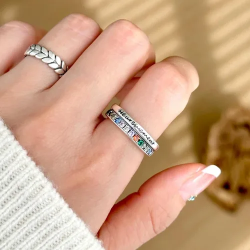 Vista 242 de Anillo de plata de ley 925, minimalista, ajustable, hecho a mano, para mujeres y niñas