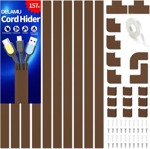Vista 14 de Delamu Cubiertas de Cable de 157 pulgadas para Cables en la Pared, Ocultador de Cable para 1 Cable, Ocultador de Cable Pintable, Cubiertas