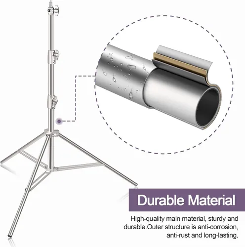 Vista 4 de EMART Soporte de luz de acero inoxidable de 9.2 pies/9.2 ft, trípode de fotografía acolchado con resorte resistente con adaptador universal de 1/4 a