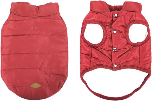 Vista 2 de Abrigo cálido para perro, chaqueta resistente al viento para perro, abrigos de invierno para mascotas, ropa para perros de color sólido, chaqueta