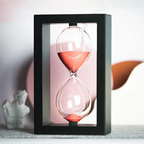Vista 5 de SAMLONG Reloj de arena decorativo de 60 minutos, reloj de arena negra de madera Decoración moderna para oficina y hogar