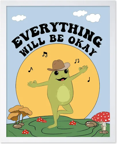 Vista 42 de Poster Master All That Is Meant To Be Poster - Retro Frog on Mushroom Print - Meditation Art - Motivational Design - Preppy Print - Trendy Decor