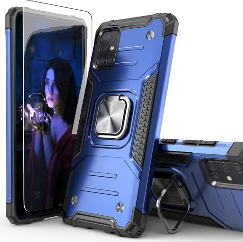 Vista 13 de Funda para Galaxy A71 5G con protector de pantalla, a prueba de caídas, ajuste delgado, con soporte para automóvil, funda protectora ligera