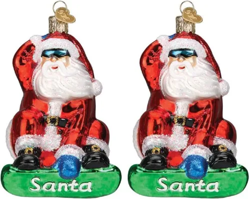 Vista 7 de Old World Christmas - Adorno de Navidad único de 2020, Santa en kayak, de vidrio soplado para decoración del árbol de Navidad
