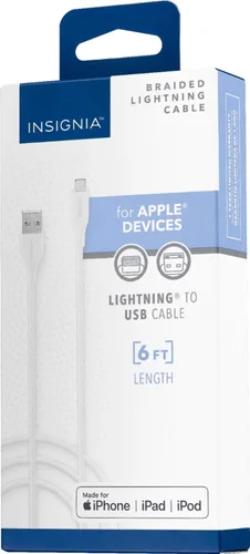 Vista 4 de INSIGNIA Cable USB a Lightning de carga/sincronización para iPhone, iPad, iPod (1 pie, gris luna)