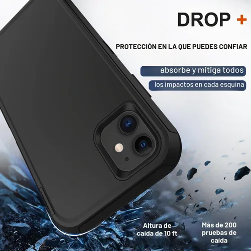 Vista 4 de Funda para iPhone 12, iPhone 12 Pro con funda de clip para cinturón, 2 protectores de pantalla, resistente grado militar, cuerpo completo, a prueba