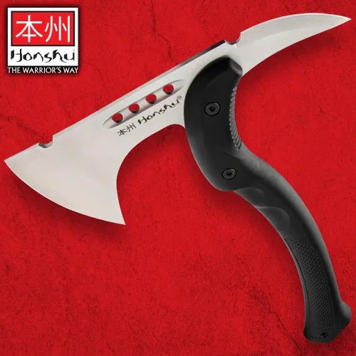 Vista 4 de Honshu Karito Tomahawk Axe Mezcla salvaje de tradición e innovación Funda de cuero prémium