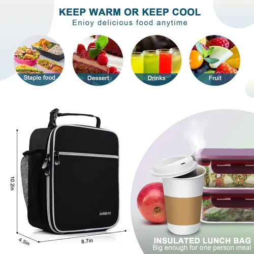 Vista 3 de Bolsa de almuerzo, caja de almuerzo aislada duradera, bolsa tipo tote reutilizable para adultos, bolsa de almuerzo para hombres, mujeres, adultos