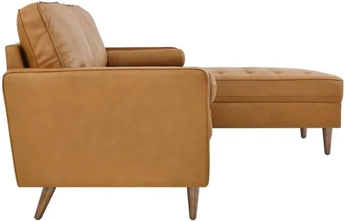 Vista 3 de Pemberly Row Sofá seccional de cuero de estilo moderno de 98 pulgadas en acabado marrón