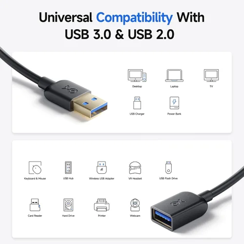 Vista 4 de Cable de extensión USB 3.0 tipo A, macho a hembra, de Cable Matters, Negro