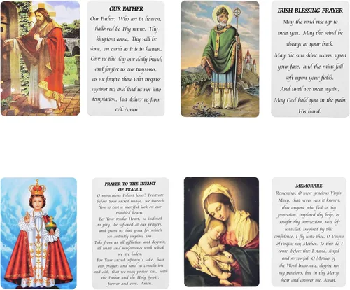 Vista 3 de Tarjetas sagradas católicas de oración con caja de metal, regalos católicos, tarjetas sagradas surtidas con santos católicos y oraciones, 144