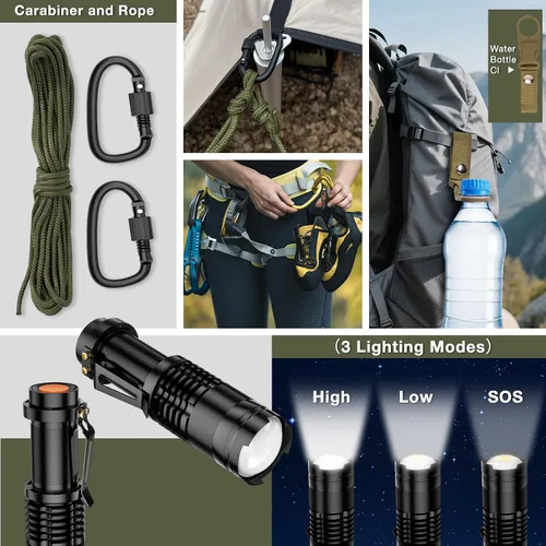 Vista 4 de Kits de supervivencia, artículos esenciales de senderismo y campamento, equipo de supervivencia de emergencia, regalos para hombres, regalos