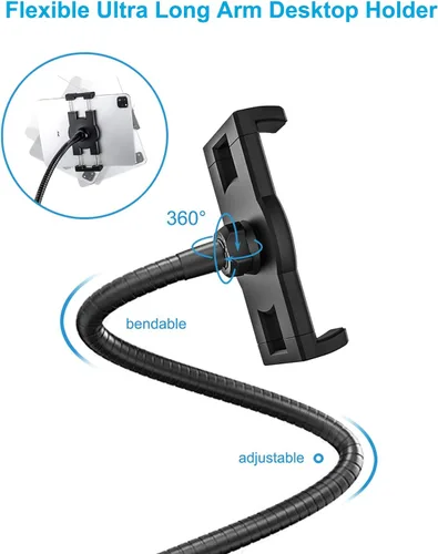 Vista 6 de Z Fold - Soporte plegable para teléfono - Soporte para tableta, riel de asiento de coche/camión, soporte de suelo ajustable con cuello de cisne