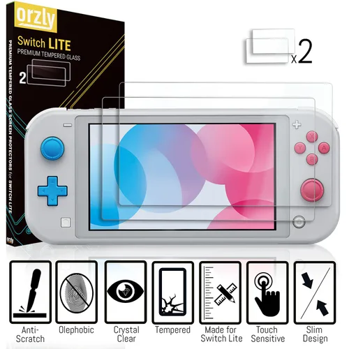 Vista 5 de Orzly Switch Lite Accessories Bundle - Funda y protector de pantalla para consola Nintendo Switch Lite, cable USB, soporte para juegos, funda