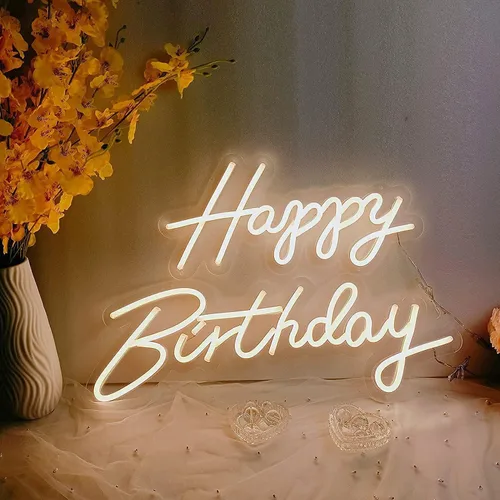 Vista 7 de Letrero de neón grande de feliz cumpleaños para decoración de pared, con interruptor regulable, letrero de neón reutilizable de feliz cumpleaños 17