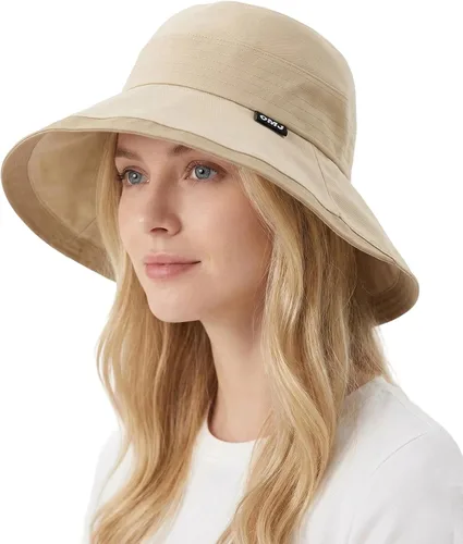 Vista 5 de Sombreros de ala ancha con protección solar para mujer, sombrero de sol de playa de viaje con ala plegable ajustable