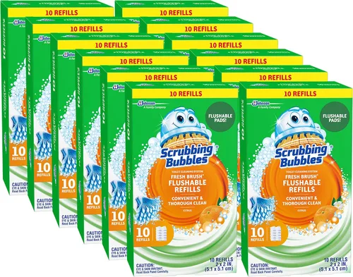 Vista 11 de Scrubbing Bubbles Sistema de limpieza de inodoro con almohadillas de repuesto de limpiador desechables y desechables, combate los olores y ayuda a