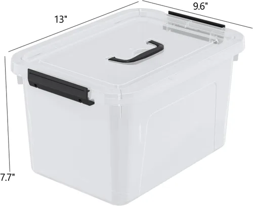 Vista 4 de Juego de 6 cajas transparentes con asas (10 litros)