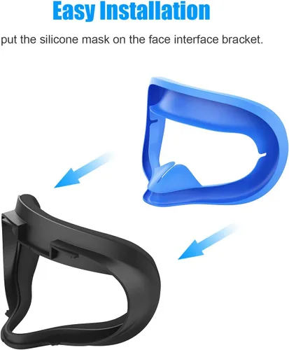 Vista 6 de AMVR - Funda facial para Quest 2, máscara facial de silicona a prueba de sudor y cojín facial para auriculares Quest 2 VR, lavable, ligera