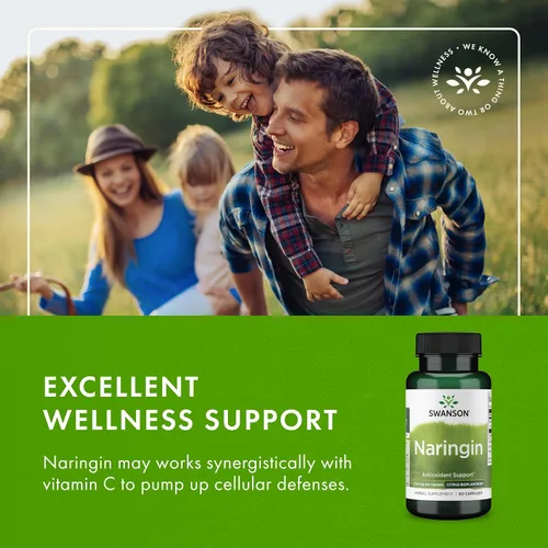 Vista 6 de Swanson Naringin Citrus Bioflavonoid Suplemento antioxidante para adultos que buscan beneficios mejorados de vitamina C - 500 mg (60 cápsulas)