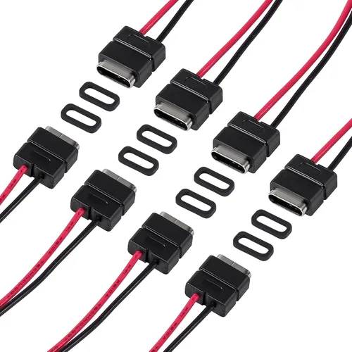 Vista 33 de 8 piezas de placa desnuda tipo C Chasis hembra impermeable 2P cable de soldadura tipo USB C Cable de extensión Cable de alimentación USB-C enchufe a