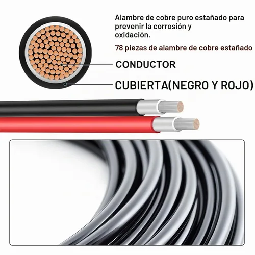 Vista 4 de Cable de extensión de panel solar de 3 pies y 10 AWG con conectores hembra y macho, cable solar para paneles solares, controladores de carga