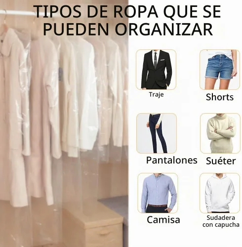 Vista 3 de BEISHIDA 25 bolsas de plástico de 35.5 pulgadas, bolsas de plástico transparente para limpieza en seco, bolsas de lavandería para ropa para colgar