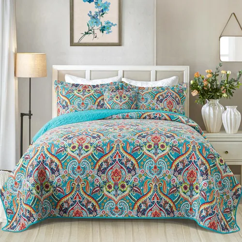 Vista 7 de VAPUTAR Juego de ropa de cama de edredón de 100 % algodón, tamaño Queen