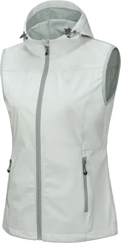 Vista 17 de Little Donkey Andy Chaleco Softshell Ligero para Mujer, Chaqueta sin Mangas Resistente al Viento para Correr, Senderismo y Viajes Negro