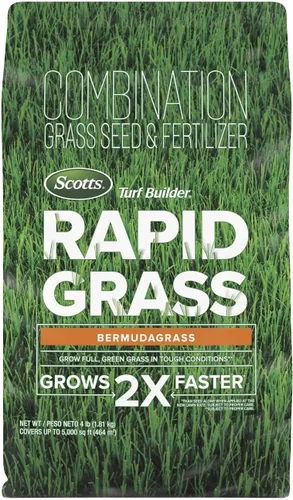 Vista 11 de Scotts Turf Builder Rapid Grass Bermudagrass, 1 libra Semilla de hierba con fertilizante para césped verde completo en condiciones difíciles