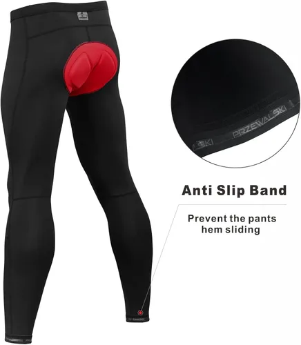 Vista 3 de Przewalski Pantalones de ciclismo para hombre con acolchado 4D, mallas largas para ciclismo