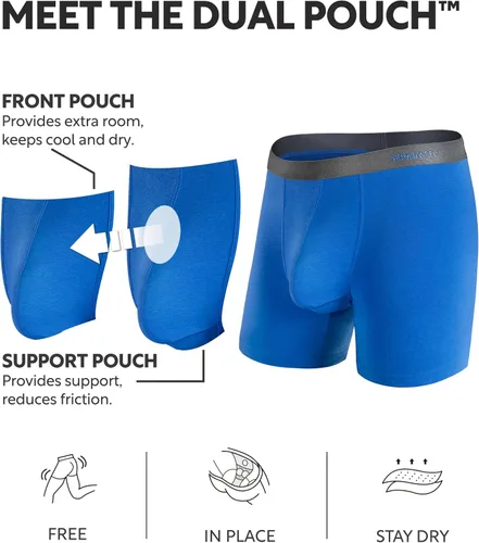 Vista 2 de Separatec Calzoncillos tipo bóxer para hombre con bolsa de bola, transpirable, rayón refrescante, hecho de ropa interior de bambú, paquete de 3 o 6