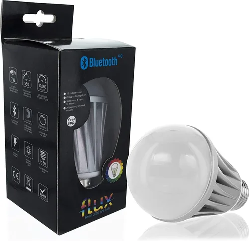 Vista 9 de Flux Paquete de inicio de bombilla inteligente Bluetooth, bombilla que cambia de color, luz de despertador amanecer, bombillas LED regulables, luz