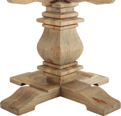 Vista 4 de Modway Column - Mesa redonda de madera de pino rústica de 47 pulgadas para cocina y comedor, color marrón