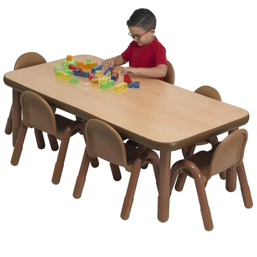 Vista 4 de Children's Factory Baseline - Juego de mesa y silla cuadrada de 30 pulgadas, madera natural