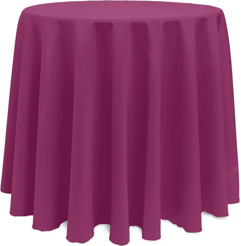 Vista 52 de ULTIMATE TEXTILE Mantel redondo de lino de poliéster de 120 pulgadas, color rosa neón