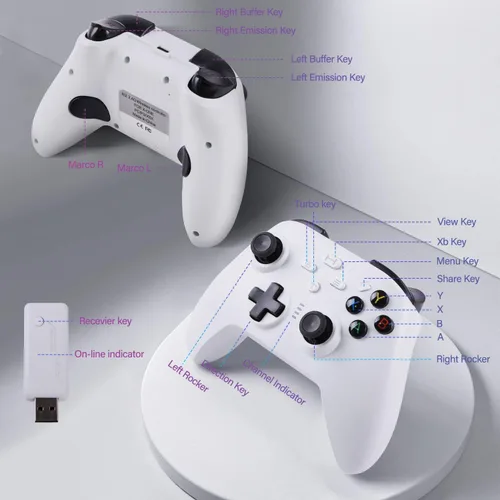 Vista 3 de TechKen 2.4G Wireless Joystick Controller Compatible for Xbox One PC and Playtation 3 with Dual Vibration and Lager Capacity Rechargeable Battery