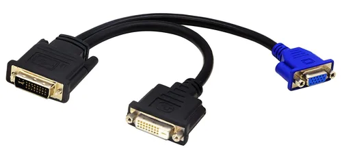Vista 3 de Wyse - Cable divisor DVI-I a DVI-D y VGA de 10 pulgadas, doble monitor compatible con Dell OptiPlex GX620 SC280 y más